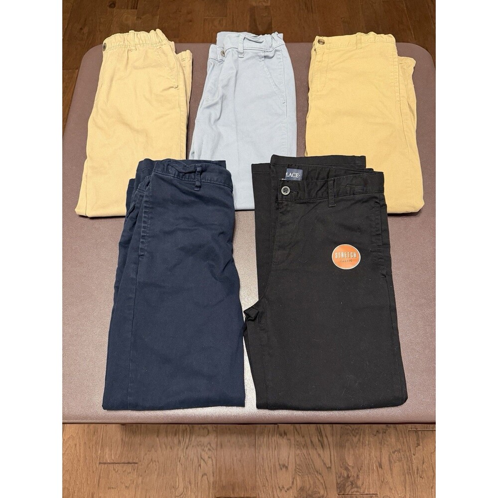 Children's Place Boys Uniform Chino Pants Adjust Waist Size 10 /Husky - Lot of 5